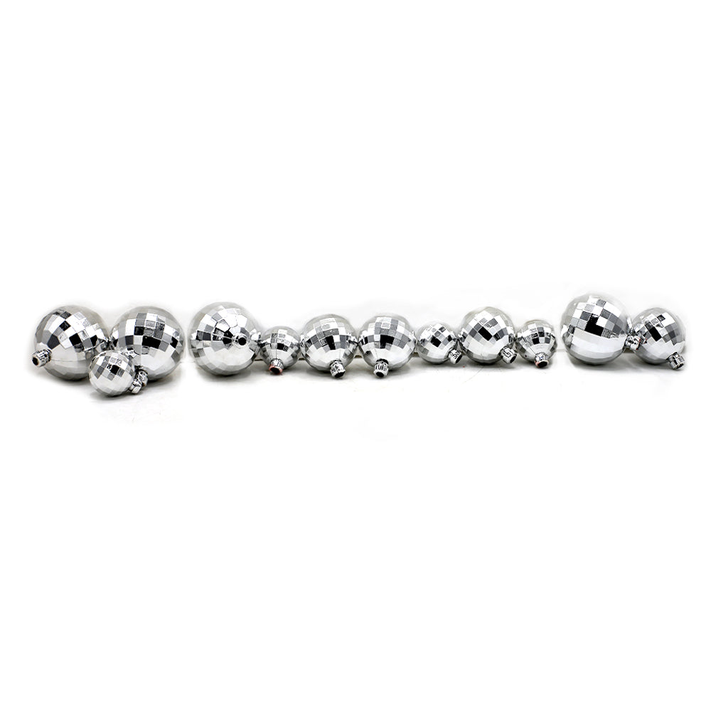 Artificial Vintage Silver Ball Cake Topper 12Pcs Set