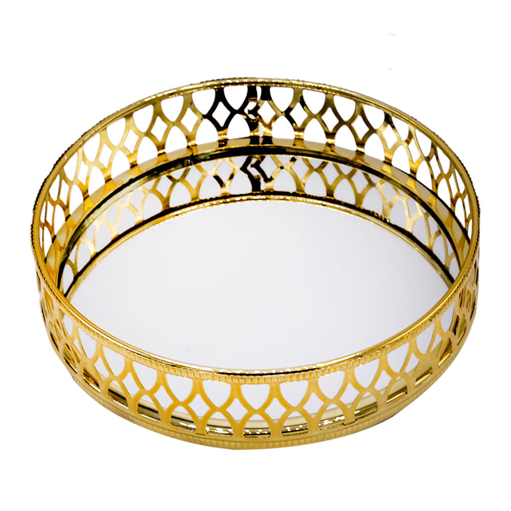 Decorative Cosmetics Organizer Round Mirror Tray