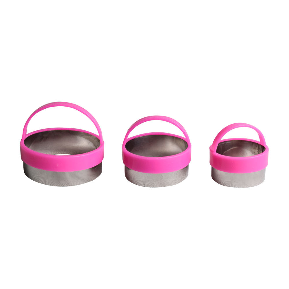 Round Cookie Cutter With Plastic Handle 3pcs Set