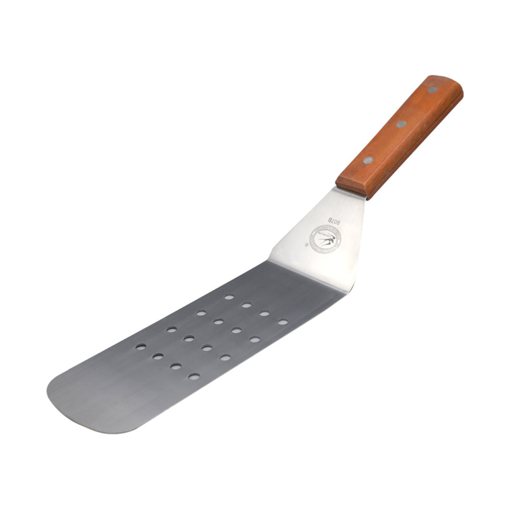 Perforated Griddle Spatula Stainless Steel, Wooden Handle Large