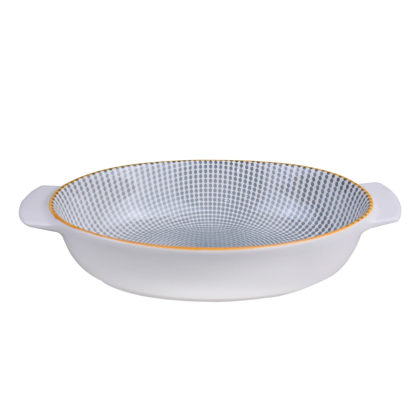 Danny Home Porcelain Grey Dotline Oval Dish Small