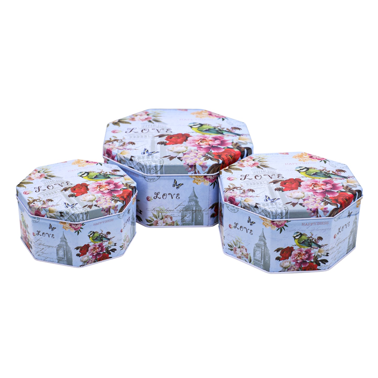 Love And Bird Theme Octagon Shape Gift Box 3Pcs Set