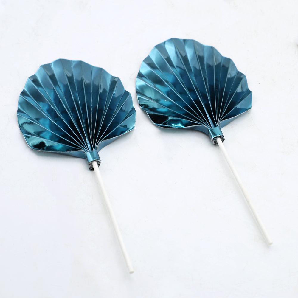 Palm Leaves Cake Topper Ocean Blue 2Pcs Set