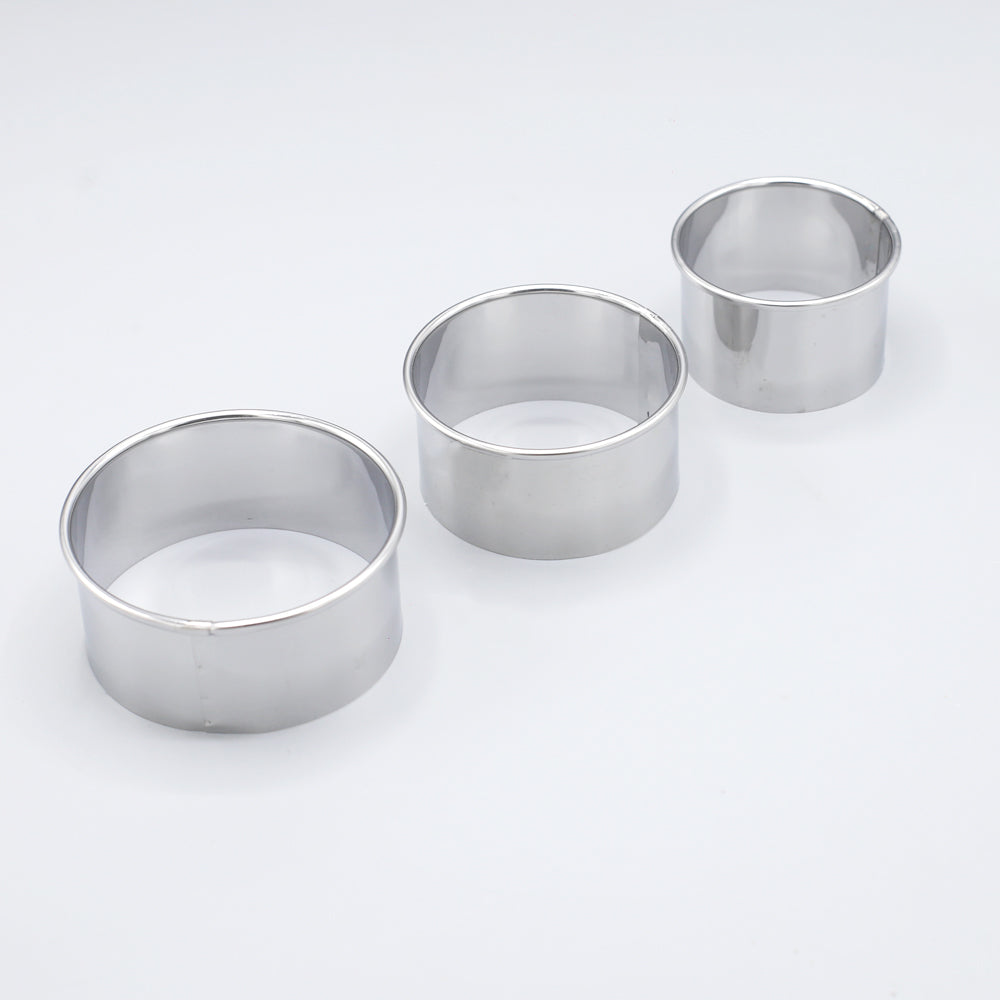 3Pcs Round Cookie Cutter Set Stainless Steel
