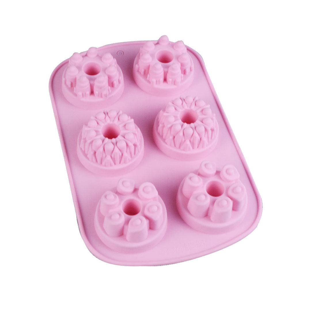 3 Different Designs Fancy Mini Bundt Silicone Mold 6 Cavity