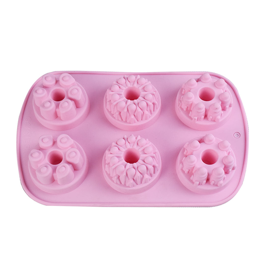 3 Different Designs Fancy Mini Bundt Silicone Mold 6 Cavity