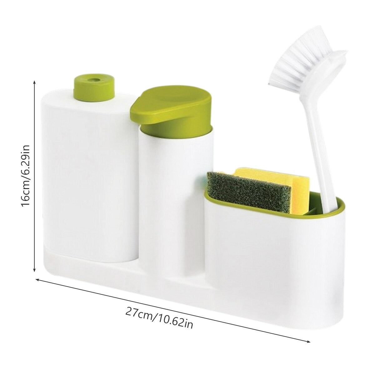 3 In 1 Multifunctional Sink Tidy Plastic Caddy Sponge Holder