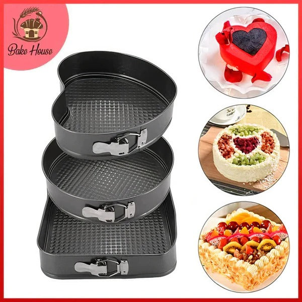 3 Shapes Cake Mold Non Stick Removable Base 22 24 26 cm