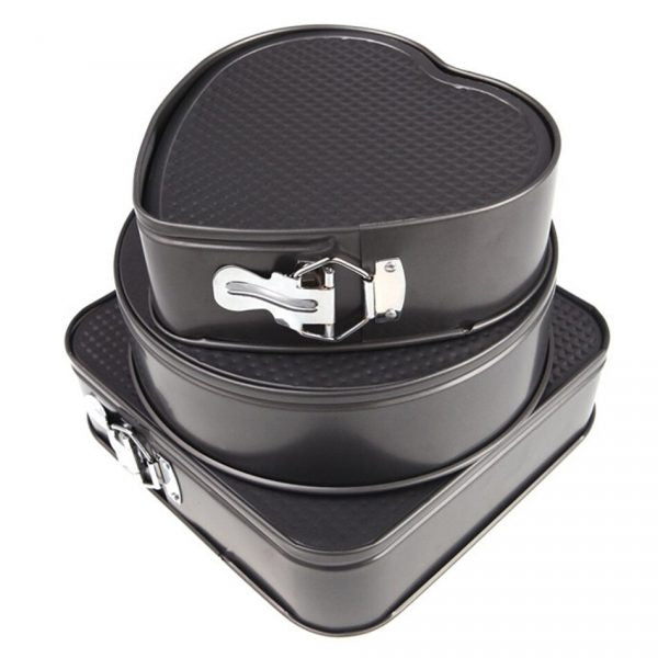 3 Shapes Cake Mold Non Stick Removable Base 24, 26 & 28 cm