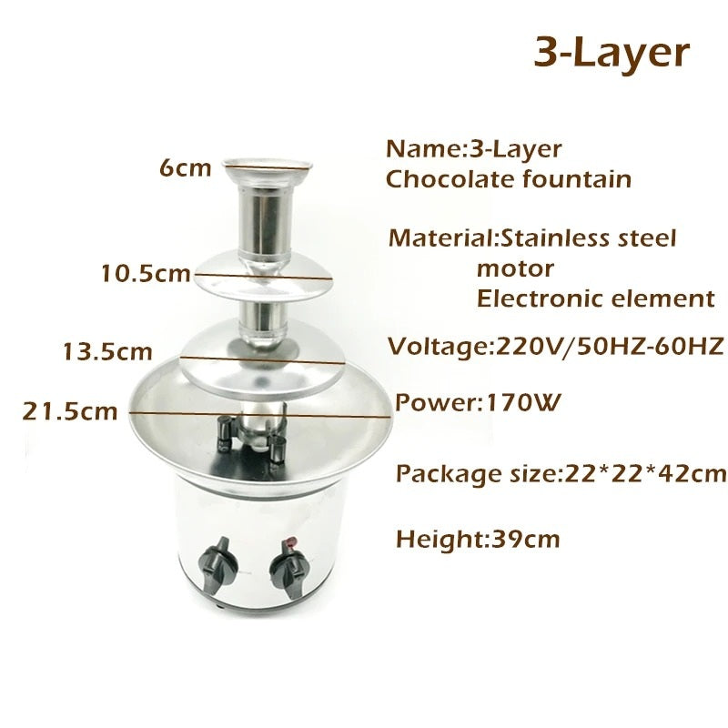 3 Tier Chocolate Fountain Stainless Steel