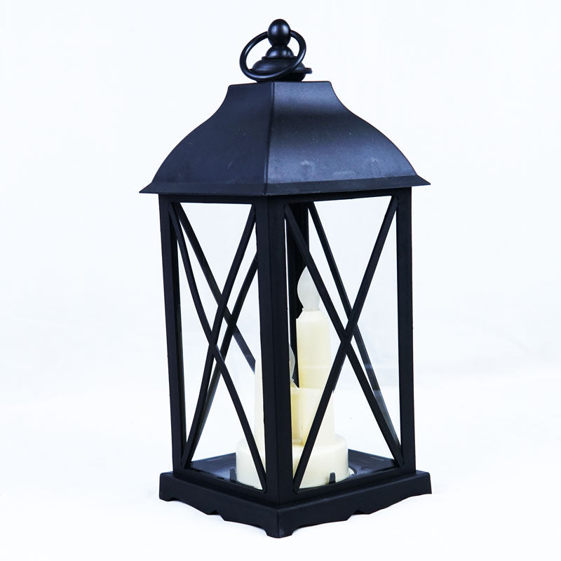 Cross Window Hut Style Led Candle Lantern - Hanging and Tabletop Decoration