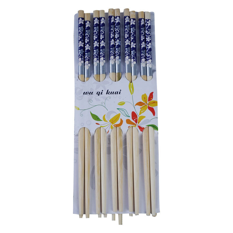 Flowers Design Bamboo Chopsticks 10 Pairs Pack
