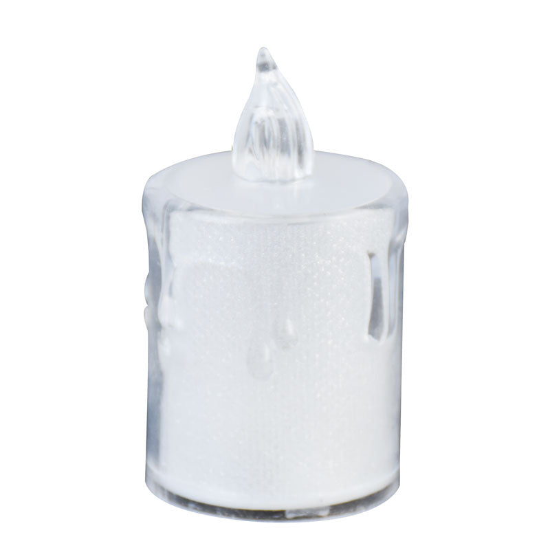 Glitter Effect Transparent Plastic Flameless Led Candle Decor 6.5cm
