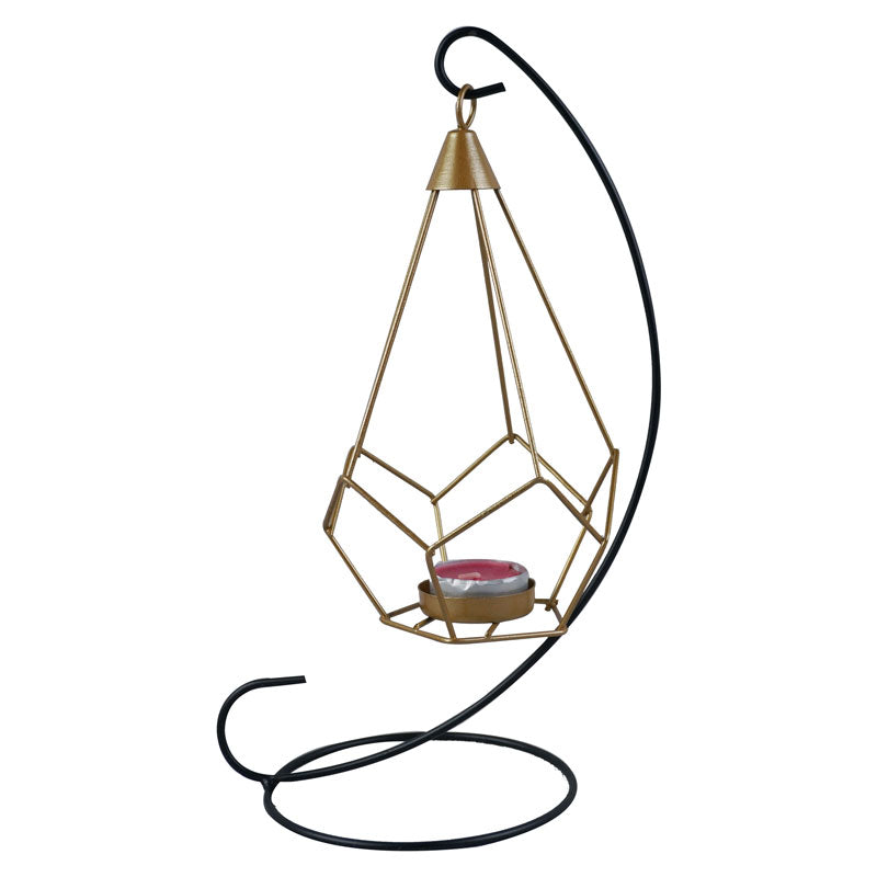 Iron Moon Shape Stand With Hanging Drop Tealight Candle Holder Centrepiece Decor