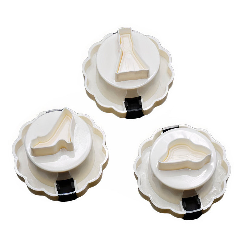 3D Girls Accessories Fondant Plunger Cutter 3Pcs Set Plastic