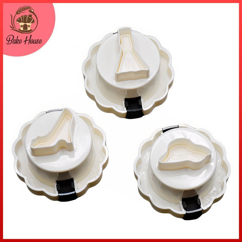 3D Girls Accessories Fondant Plunger Cutter 3Pcs Set Plastic