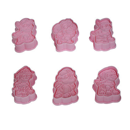 3D Stereo Cartoon Cookie Cutters 6Pcs Set Plastic