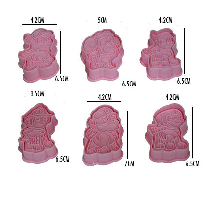3D Stereo Cartoon Cookie Cutters 6Pcs Set Plastic