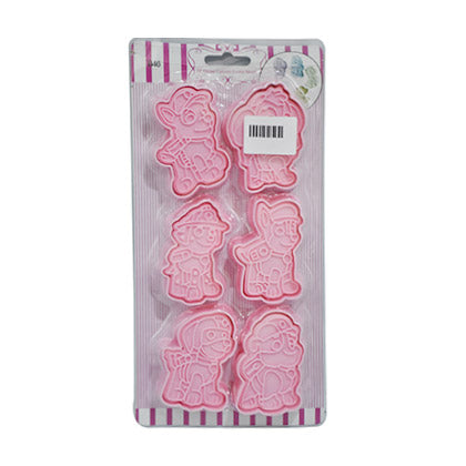 3D Stereo Cartoon Cookie Cutters 6Pcs Set Plastic