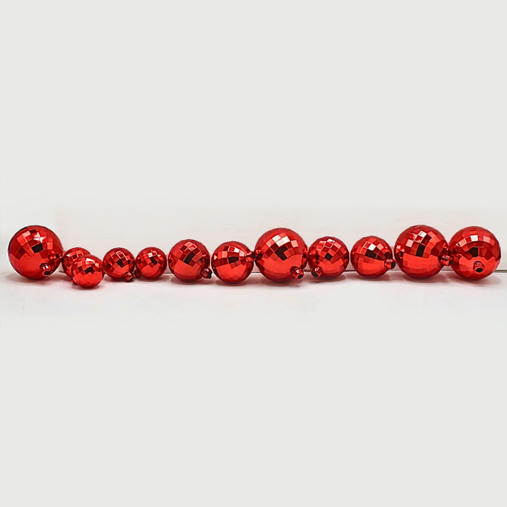 Artificial Vintage Red Ball Cake Topper 12Pcs Set