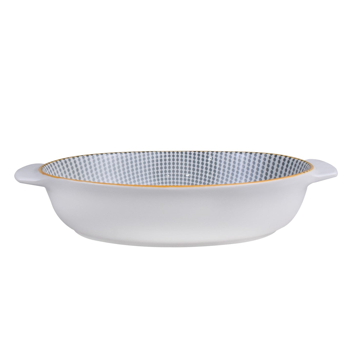 Danny Home Porcelain Grey Dotline Oval Dish Small