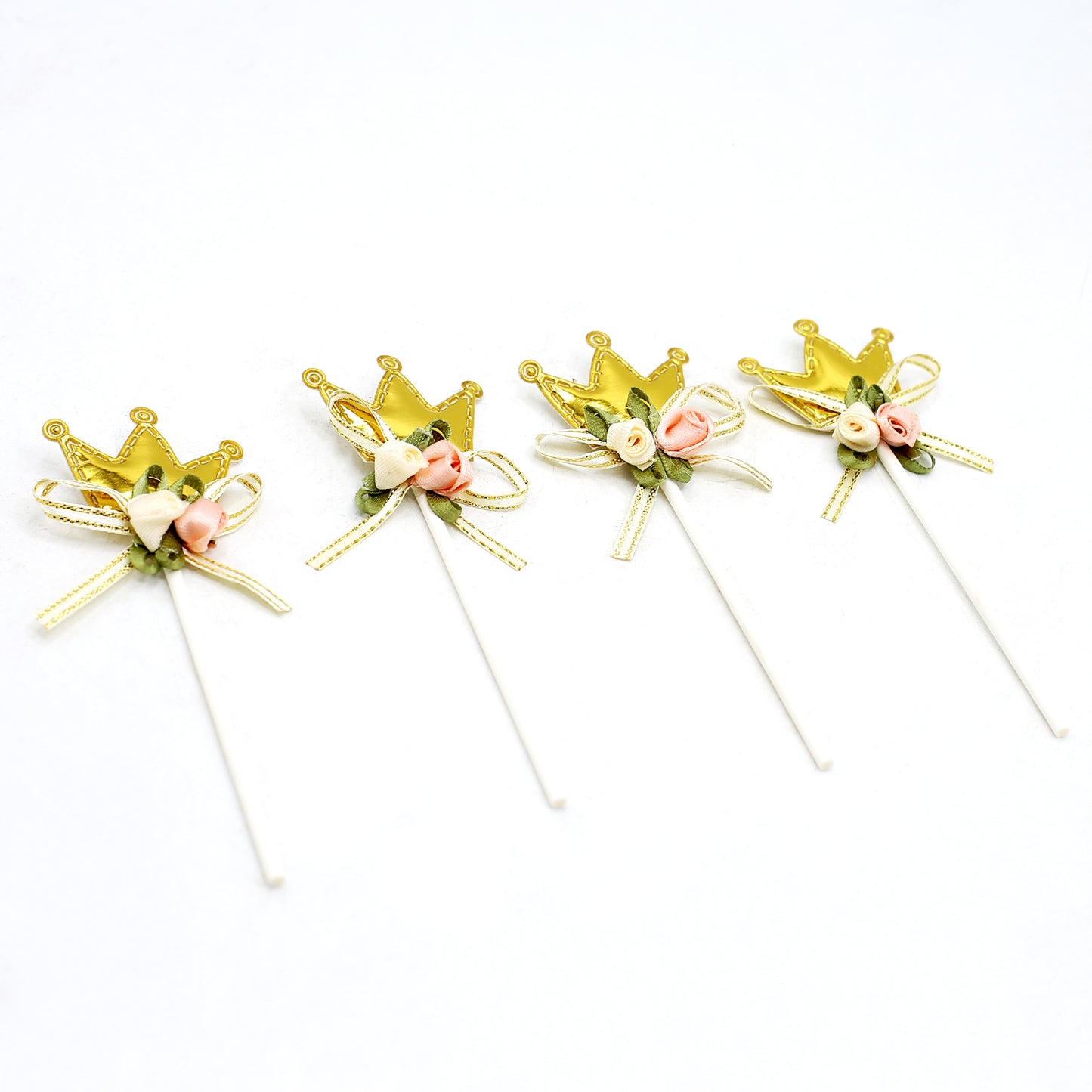 Crown Cake Toppers Golden 4Pcs Set