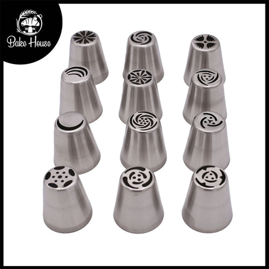 Large Size Russian Icing Nozzle Stainless Steel 12Pcs Set