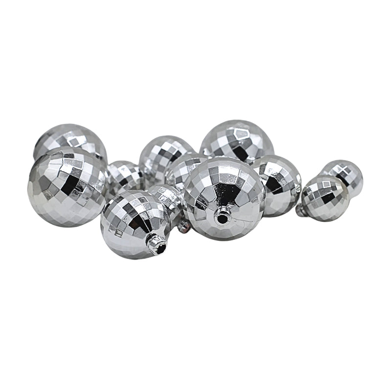 Artificial Vintage Silver Ball Cake Topper 12Pcs Set