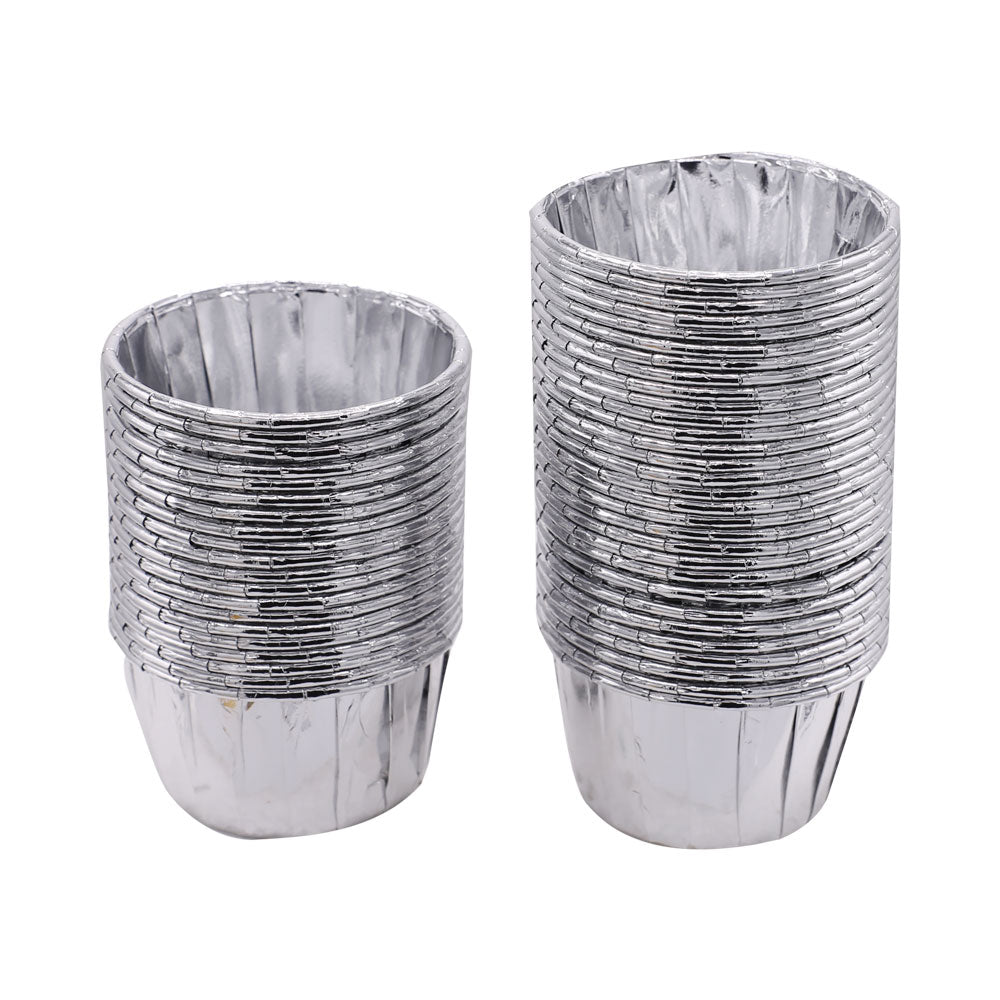 Silver 50 Pcs Metallic Foil Paper Baking Cupcake Muffin Liners, Wrappers