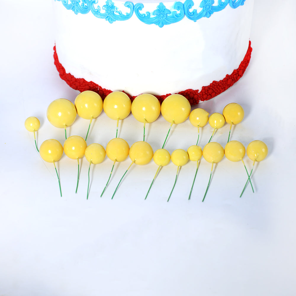 Artificial Yellow Faux Ball Topper 20Pcs Set