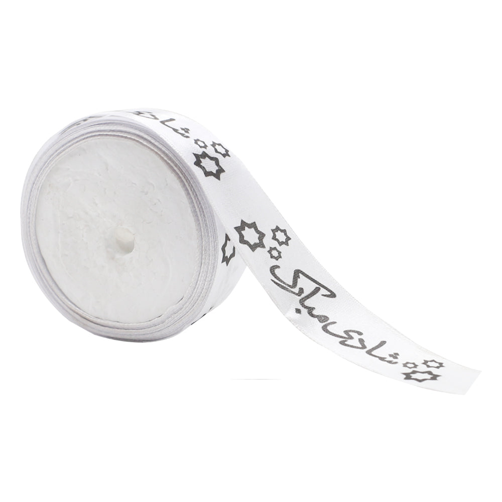 Shadi Mubarak Printed Ribbon White