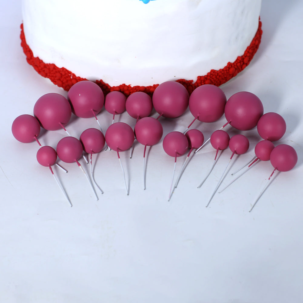 Artificial Dark Pink Foam Ball Topper 20Pcs Set