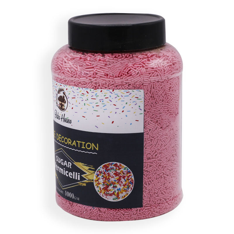 Edible Cake Decorating Vermicelli 1Kg Pack (Pink Color)