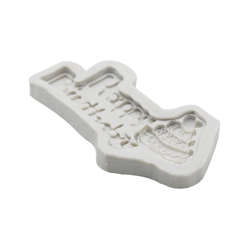 Happy Birthday With Heart Cake Design Silicone Fondant Mold