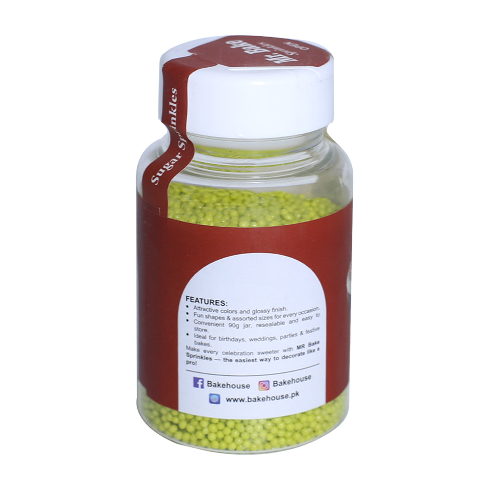 MR Bake Mini Light Green Pearls Sprinkles – 90g Jar