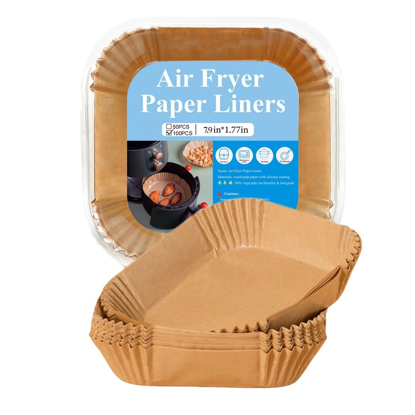 Air Fryer Disposable Non Stick Paper Liners 50 Pcs Square Large