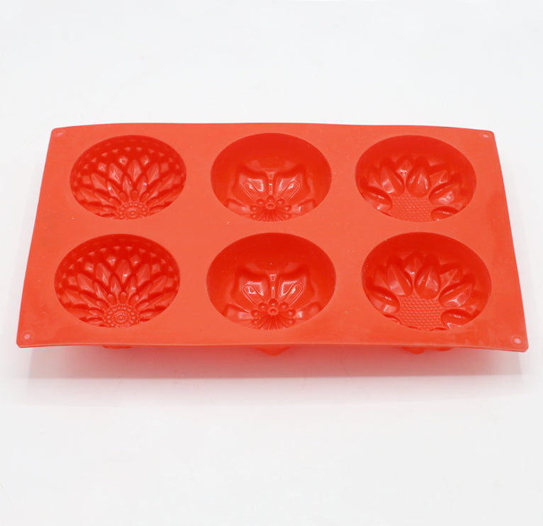 3 Design Flower Shape Silicone Mold 6 Cavity