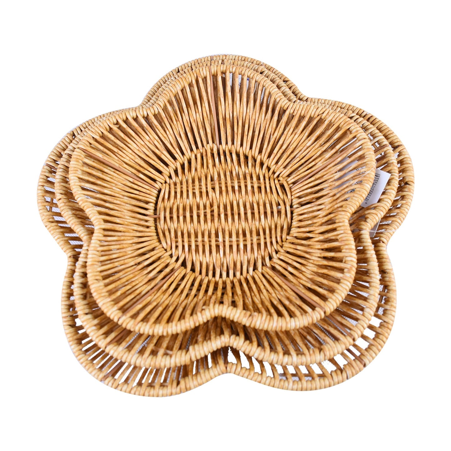 Plastic Woven Flower Flat Tray 3Pcs Set