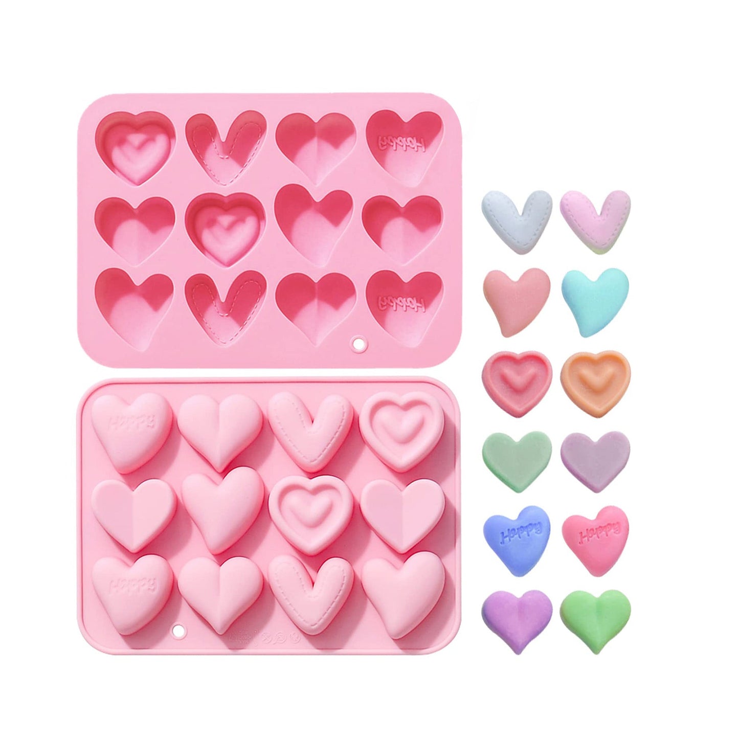 Mult Design Hearts Silicone Fondant & Chocolate Mold 12 Cavity