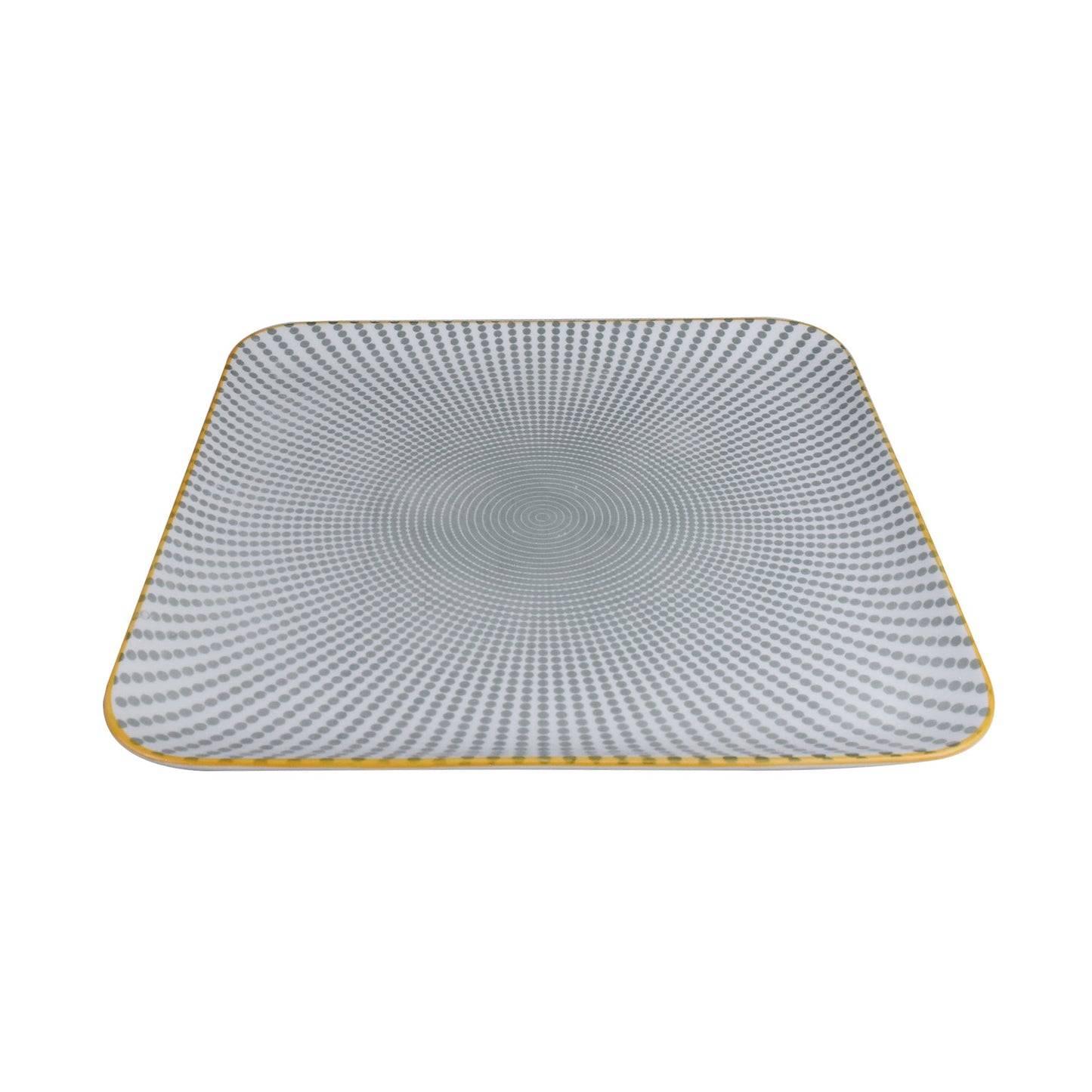 Danny Home Porcelain Grey Dotline Square Flat Plate Small