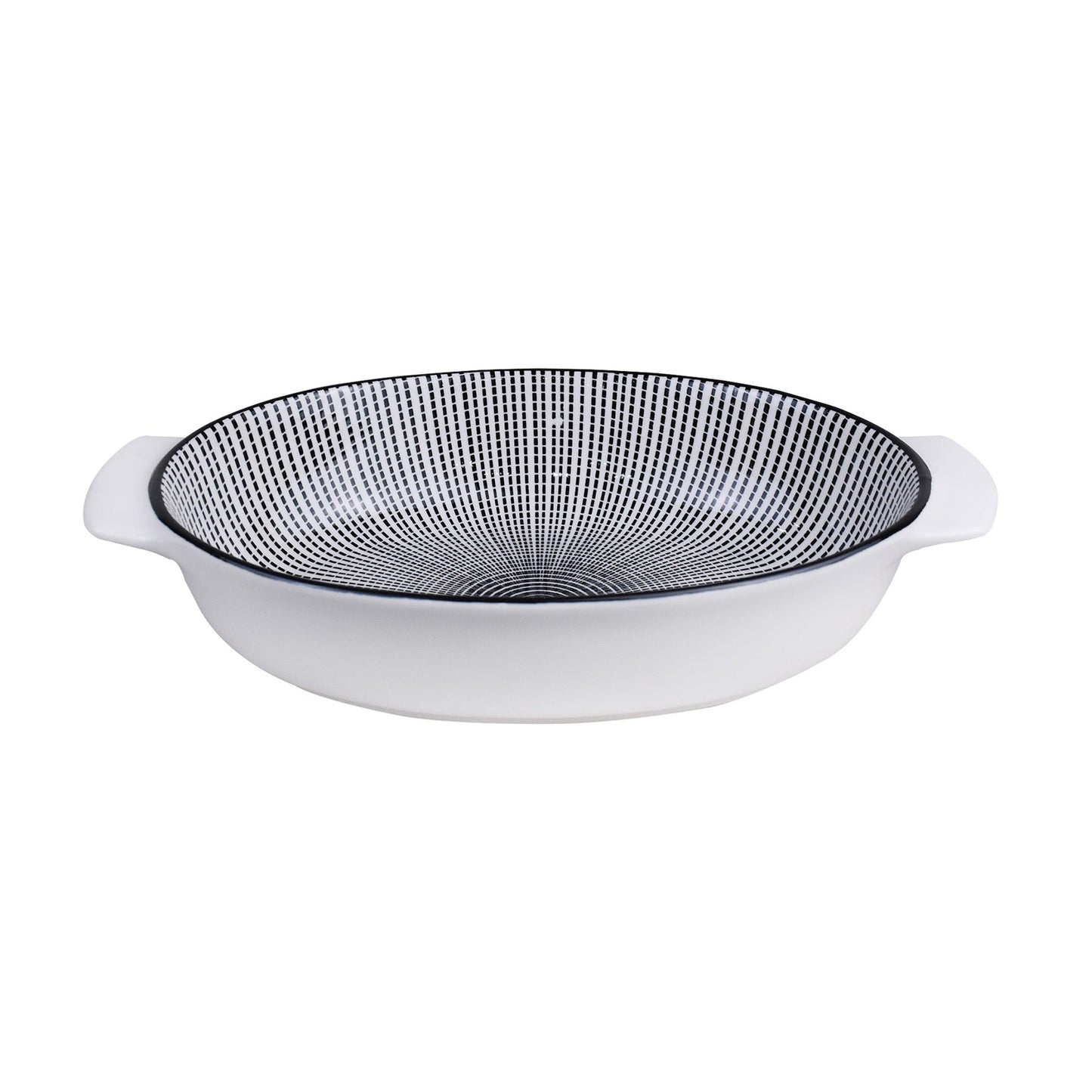 Danny Home Porcelain Black Dotline Oval Dish Medium