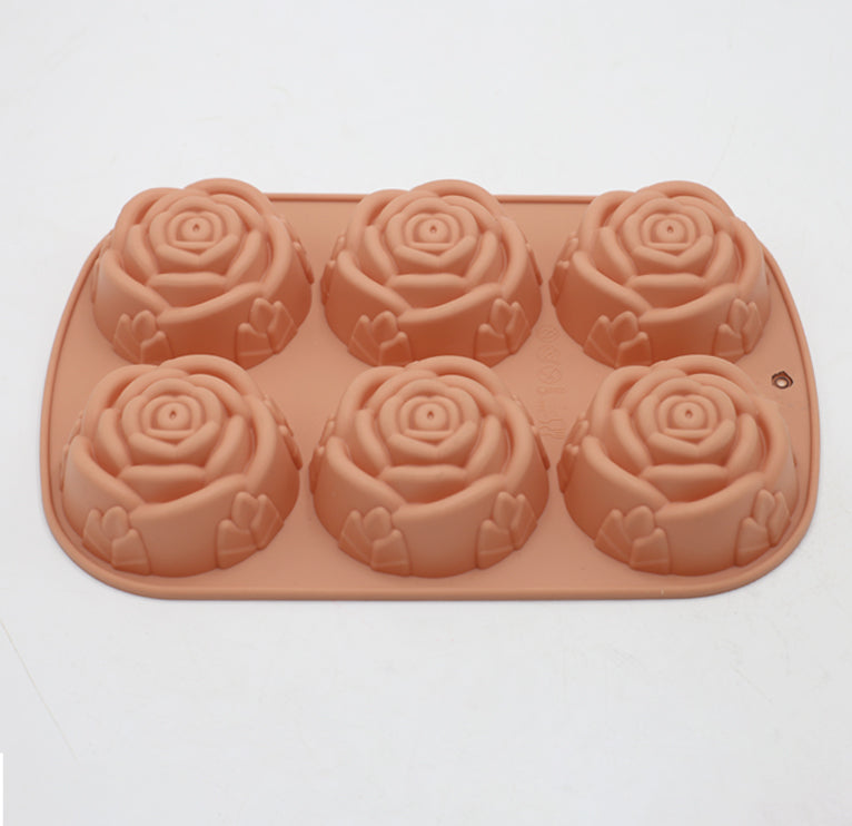 Large Size Silicone Rose Mold 6 Cavity
