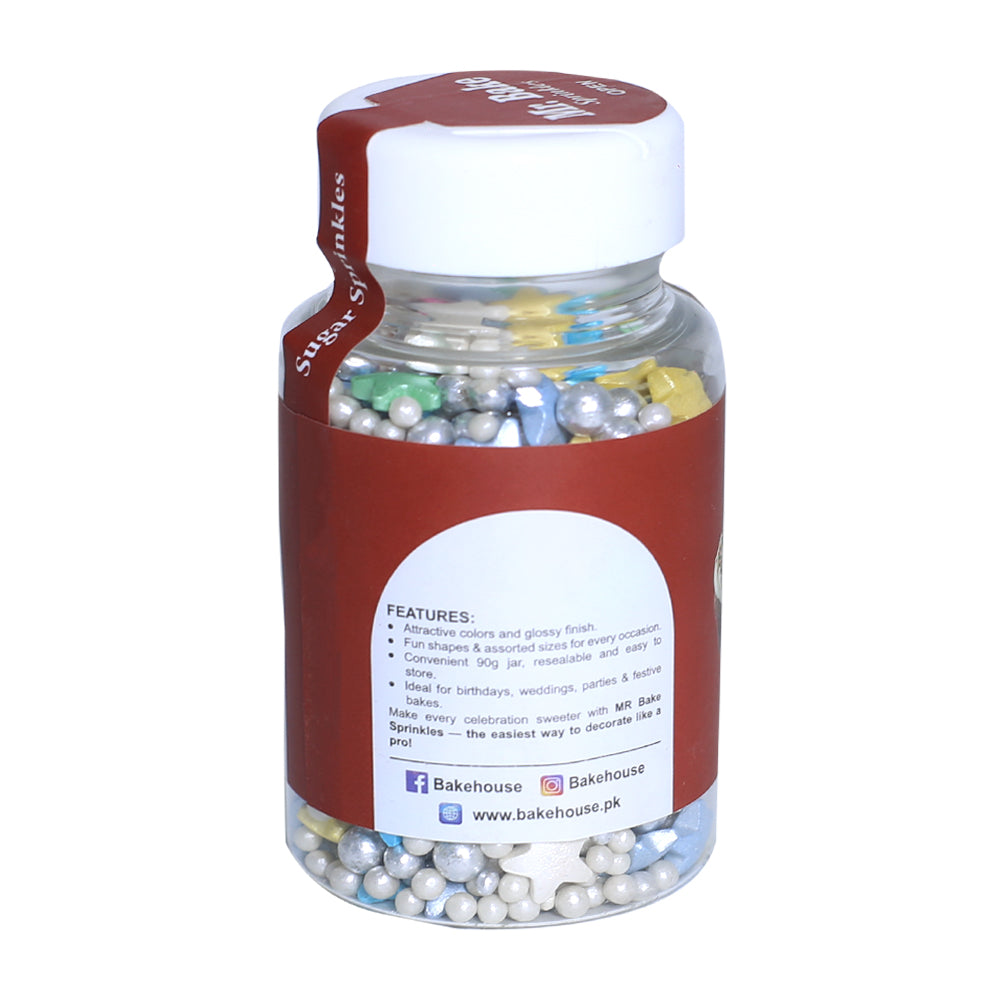 MR Bake Pearls & Stars Sprinkles – Mix Color (Mix Size) – 90g Jar