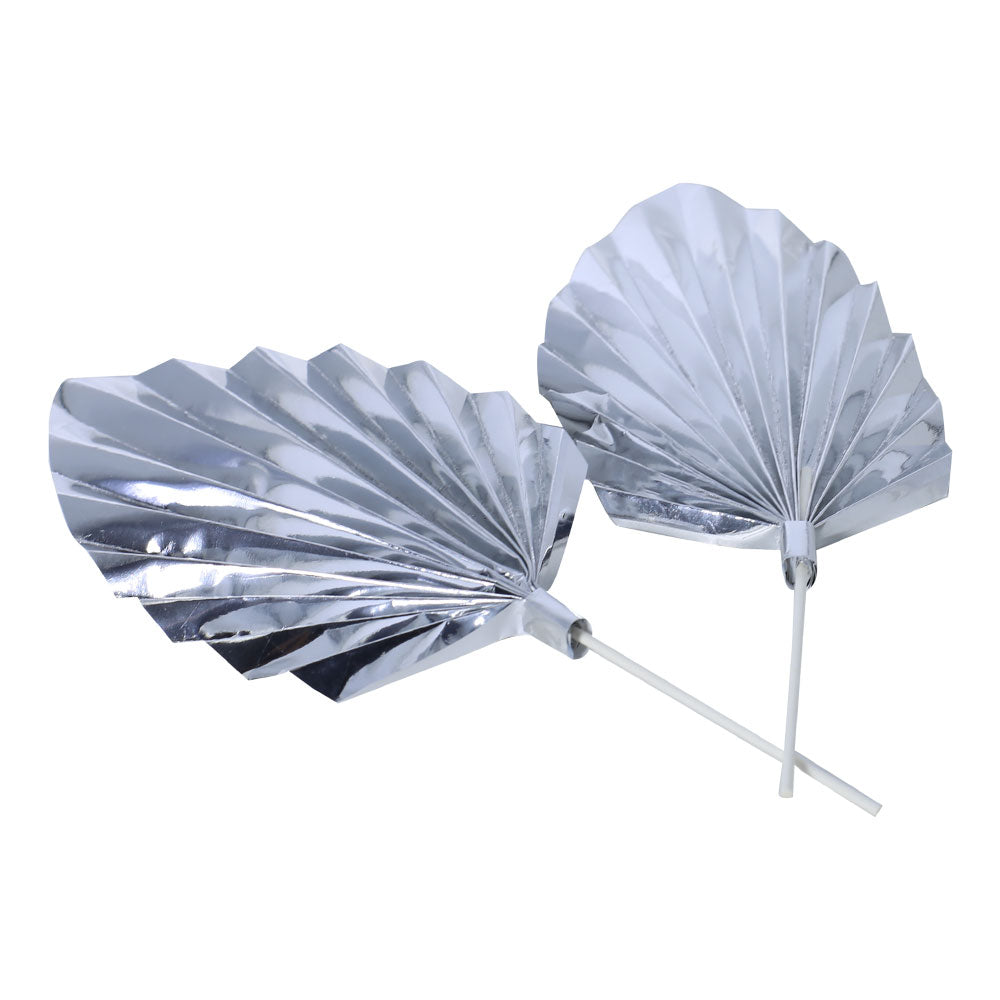 Palm Leave Silver Cake Topper 2Pcs Set