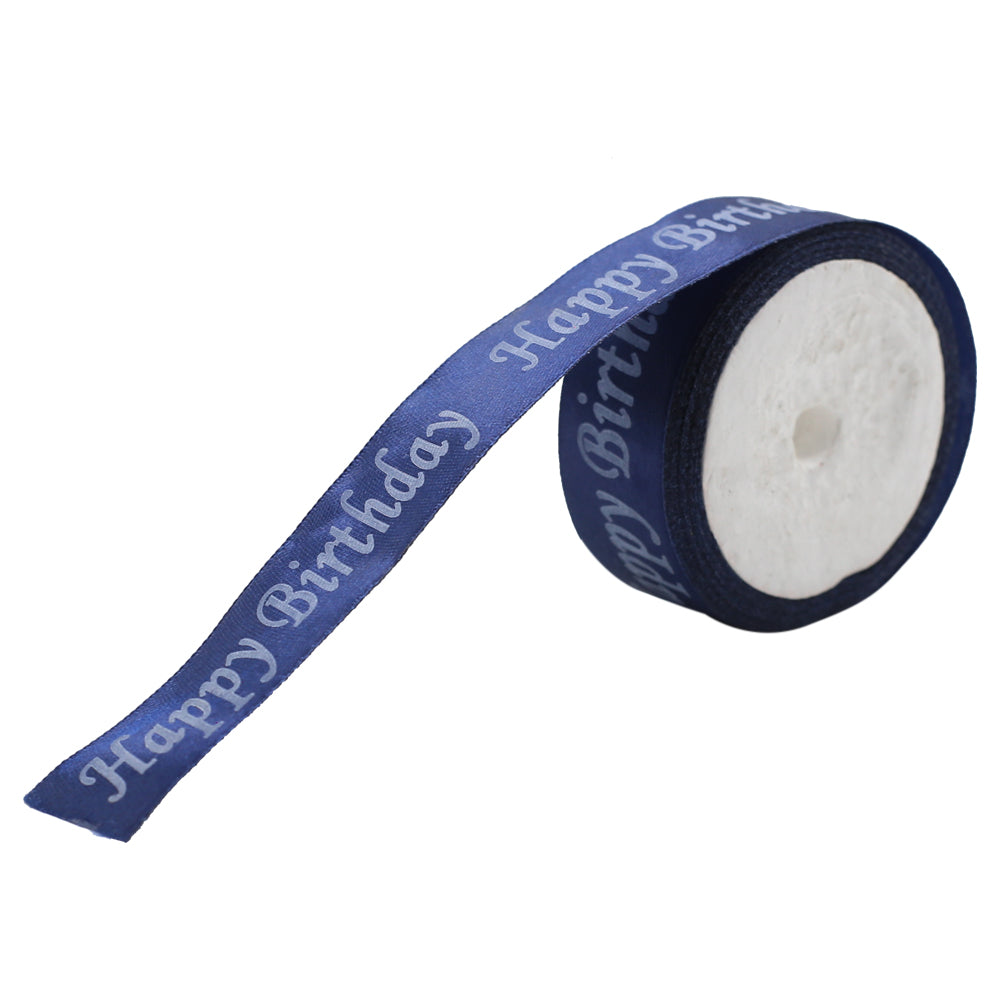 Happy Birthday Printed Ribbon Blue