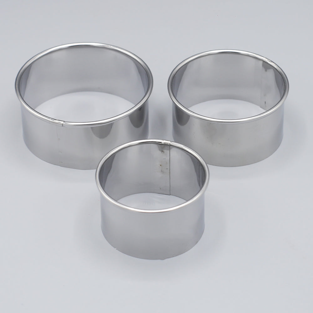3Pcs Round Cookie Cutter Set Stainless Steel