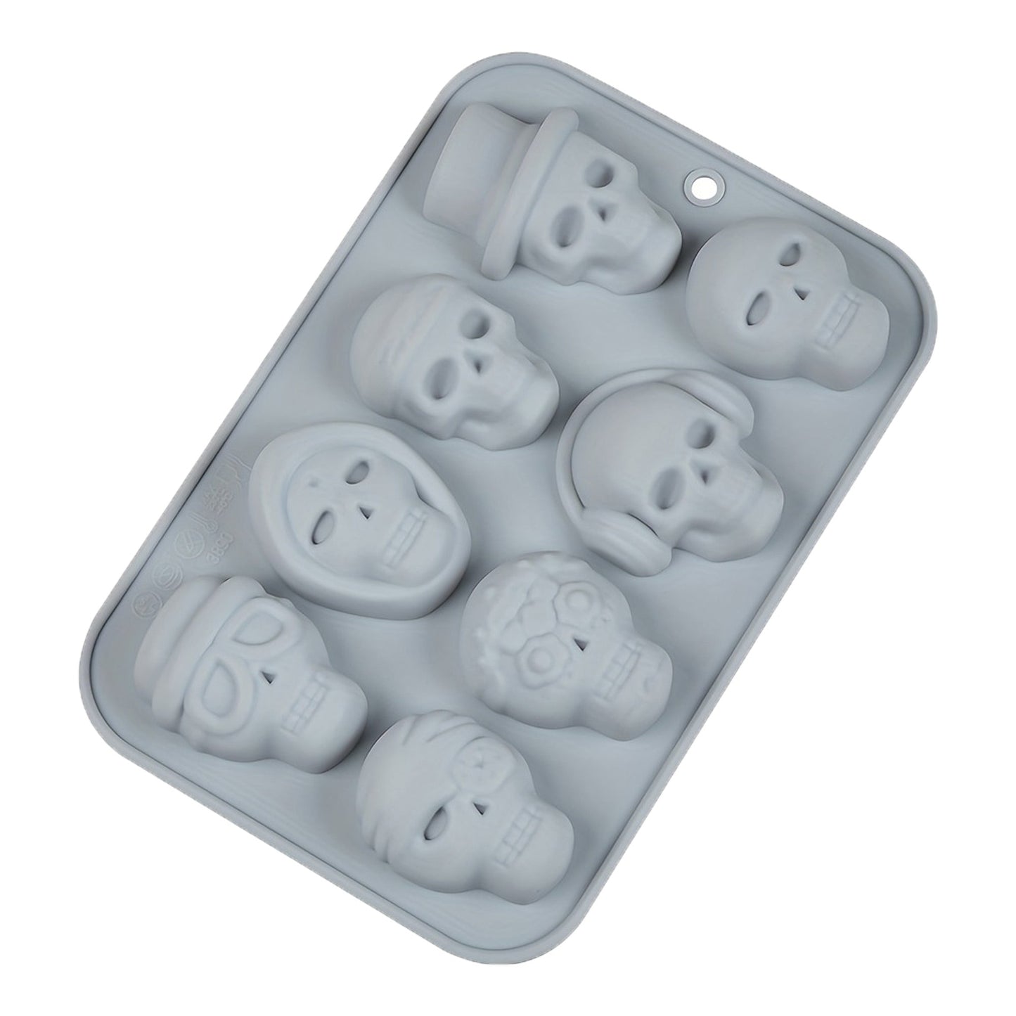 Skull Halloween Silicone Chocolate And Fondant Mold 8 Cavity