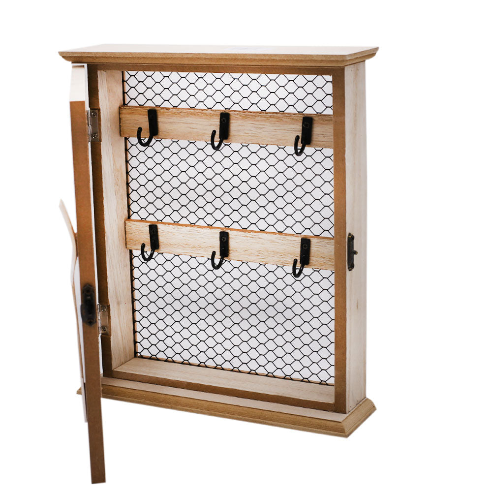 Wooden Key Holder Frame 6 Hooks