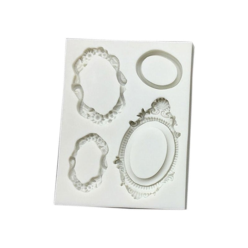 4 Designs Oval Frame Silicone Mold
