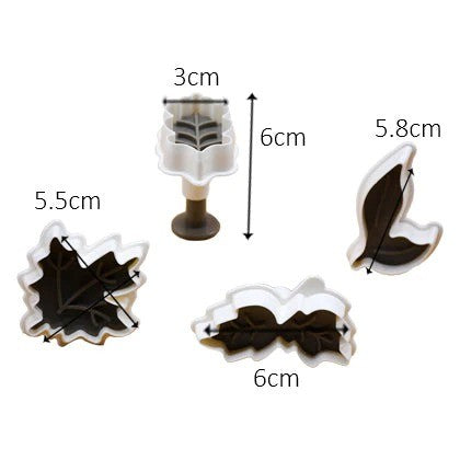 4-Piece Autumn Leaves Fondant Plunger Cutter Set